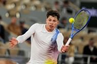 Ben Shelton in action during his first-round match against Lorenzo Sonego at the 2025 French Open (Source: Getty)